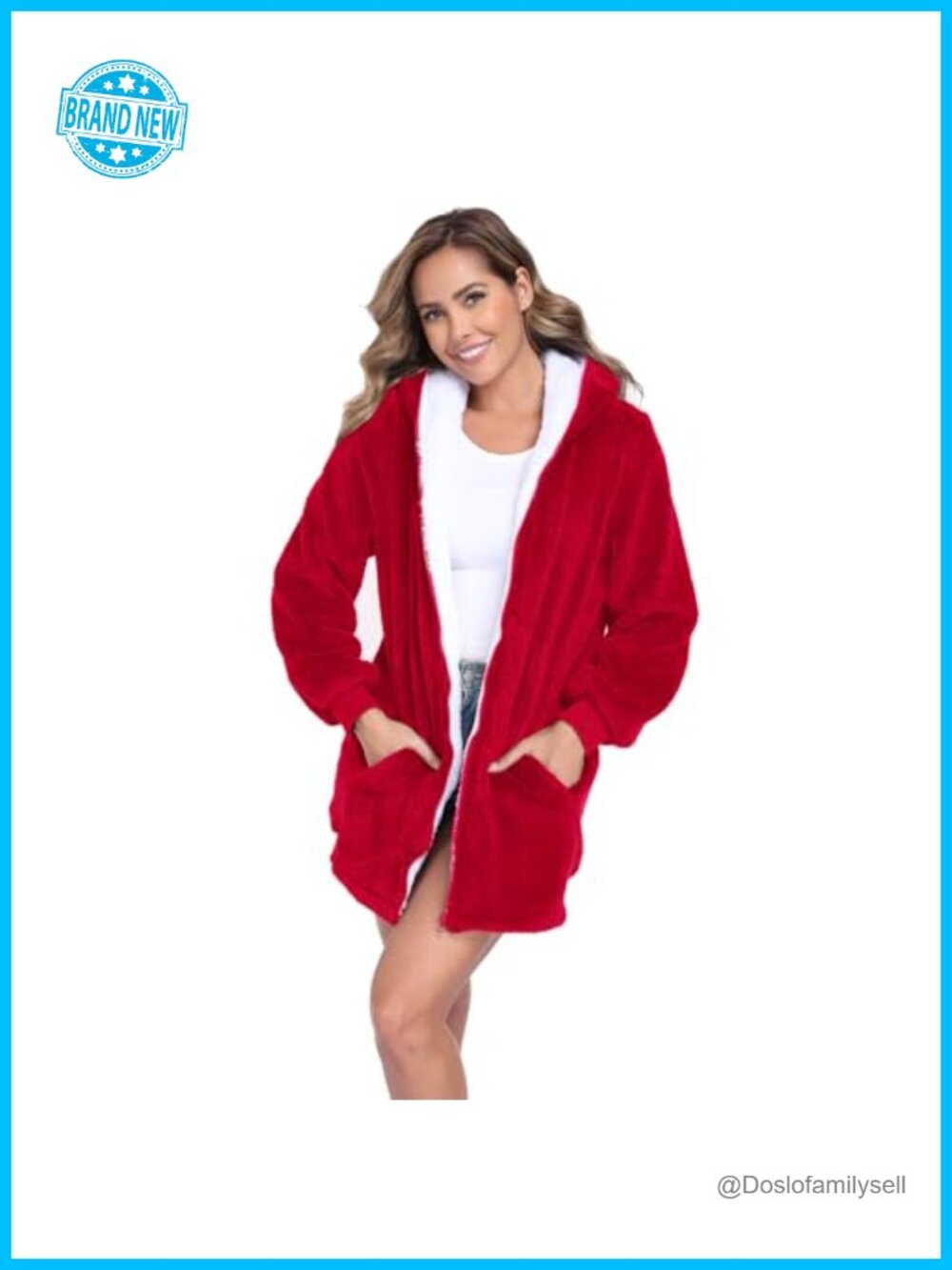 Women's Oversized Full Zip Hooded Fleece Jacket with Sherpa Lining